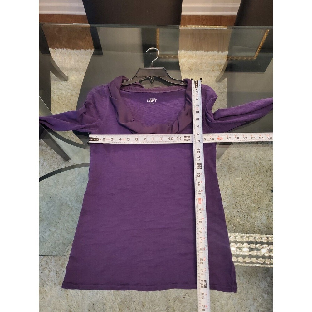 Loft Womens Purple Solid 100% Cotton Cowl Neck Long Sleeve Top Blouse Size Small - Picture 6 of 10